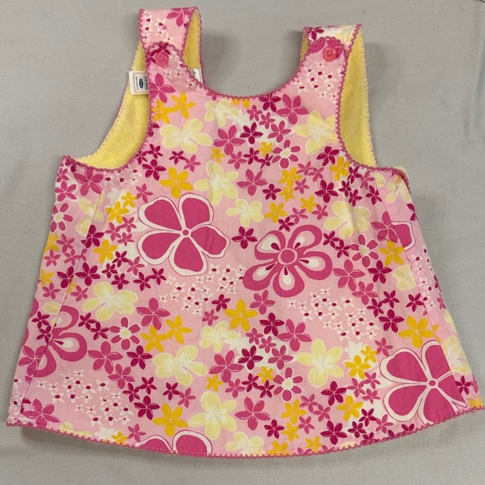 🐥 Old Navy - Floral Pink and Yellow Kids Bib/Smock with terry backing